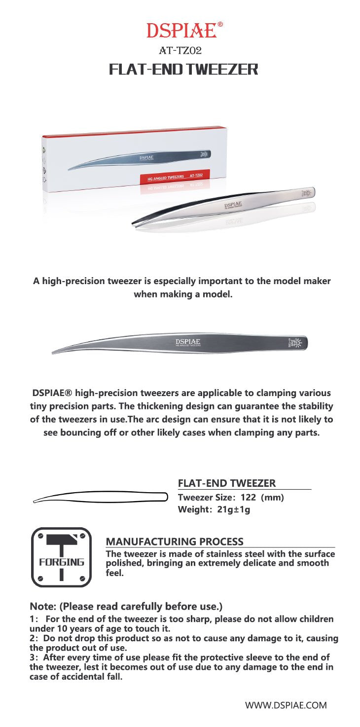 DSPIAE Precision Flat Tipped Tweezer - Gundam Extra - Your BEST Gunpla Supplier