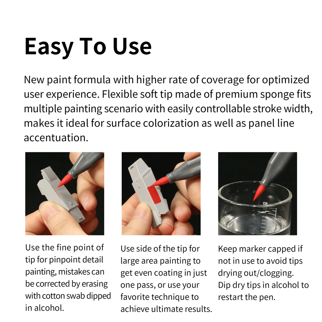 DSPIAE Marker Pen Soft Tipped Water-Based Marker Flourescent Red