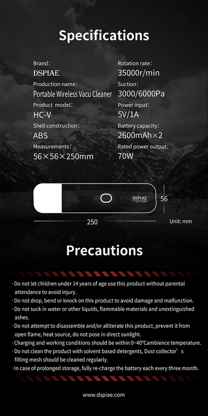 DSPIAE Portable Handheld Vacuum Cleaner