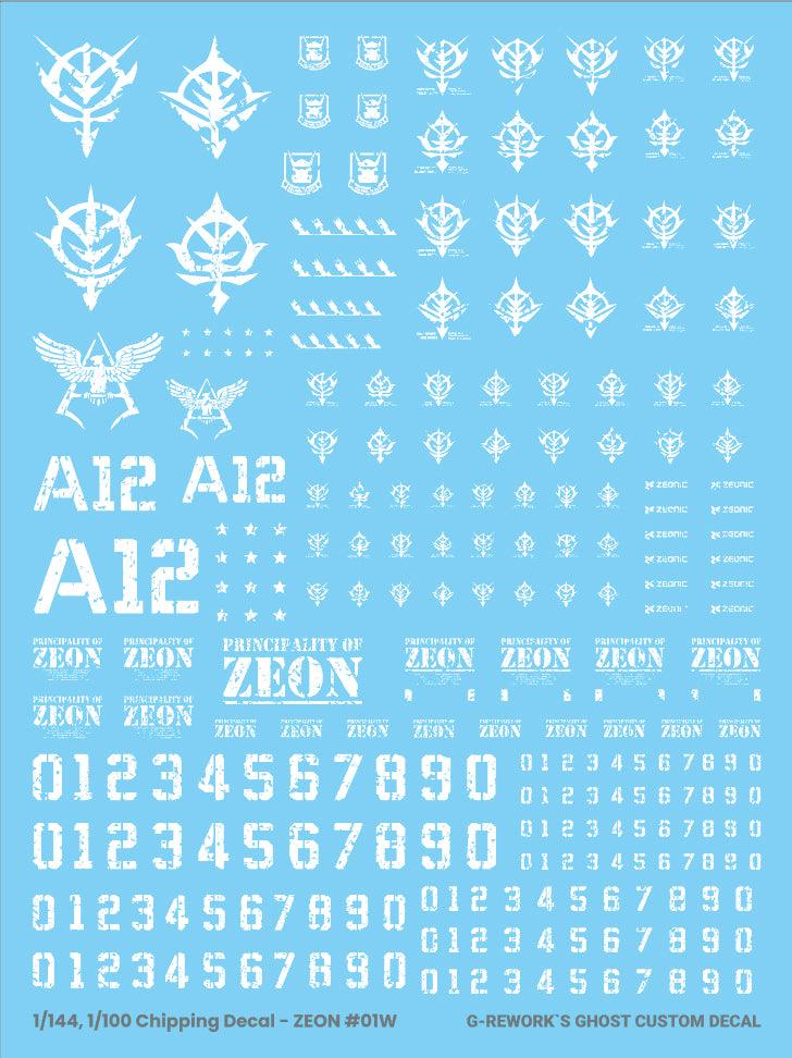 G - Rework CHIPPING DECAL_ZEON_01_WHITE - Gundam Extra - Your BEST Gunpla Supplier