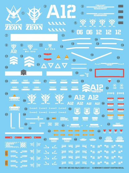 G - Rework [MG] ZAKU2 2.0 CHAR(decal v2.0) - Gundam Extra - Your BEST Gunpla Supplier