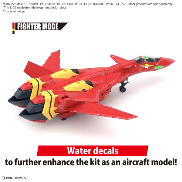 HG 1/100 VF - 19 CUSTOM FIRE VALKYRIE WITH SOUND BOOSTER WATER DECALS - Gundam Extra - Your BEST Gunpla Supplier