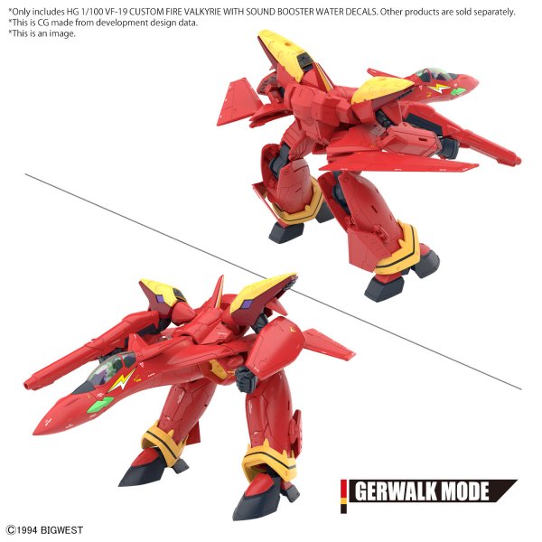 HG 1/100 VF - 19 CUSTOM FIRE VALKYRIE WITH SOUND BOOSTER WATER DECALS - Gundam Extra - Your BEST Gunpla Supplier