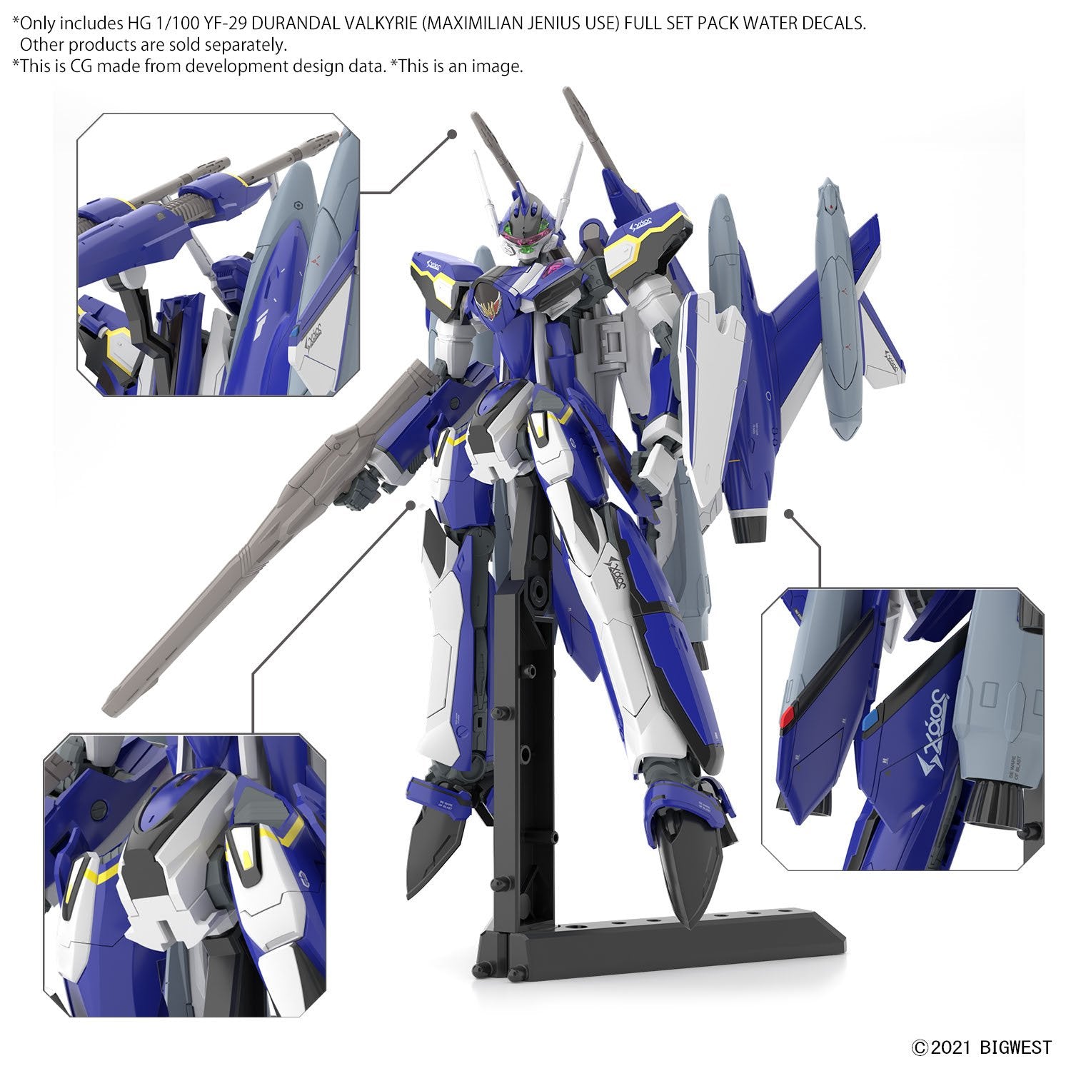 HG 1/100 YF - 29 DURANDAL VALKYRIE (MAXIMILIAN JENIUS USE) FULL SET PACK WATER DECALS - Gundam Extra - Your BEST Gunpla Supplier