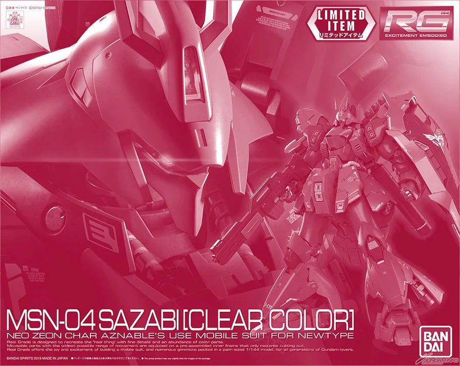 RG Sazabi (Clear Color) - Gundam Extra-Your BEST Gunpla Supplier